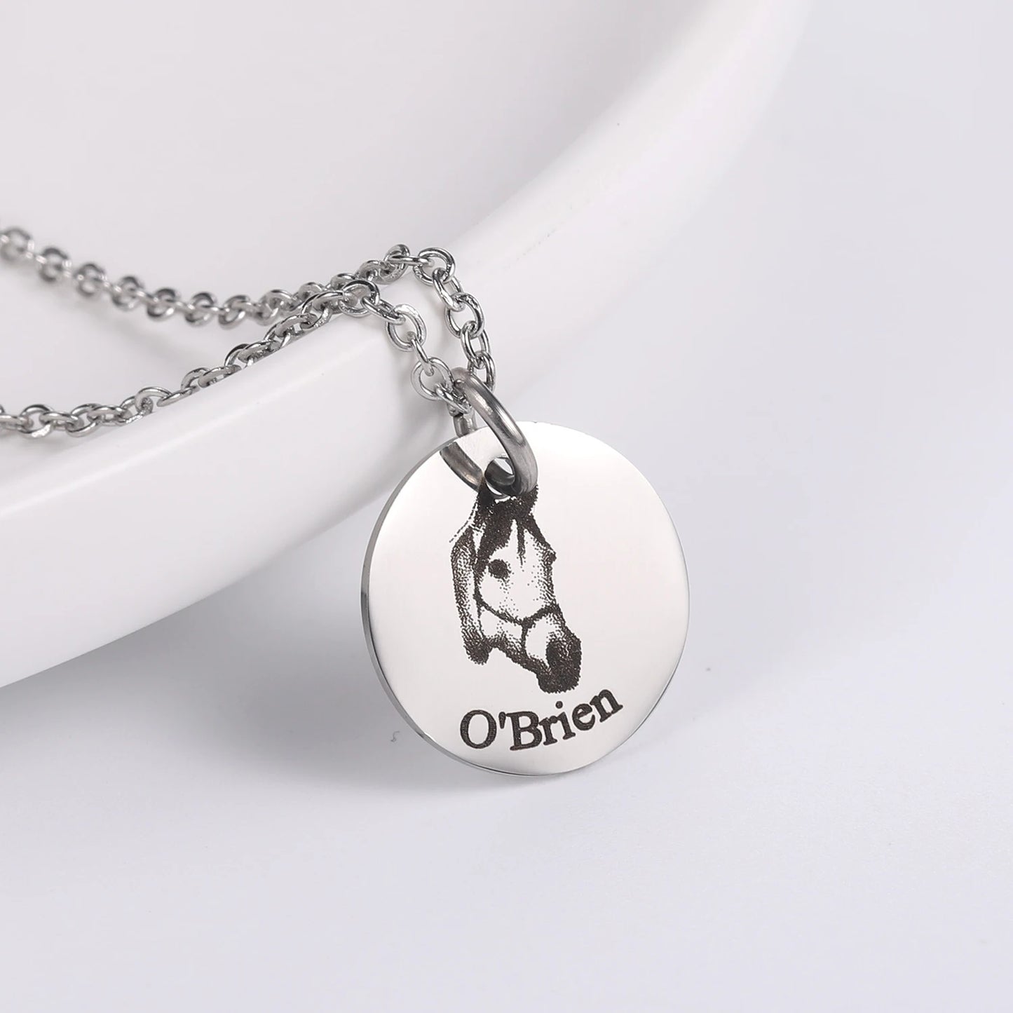 Personalized Pet Photo Initial Date Necklace