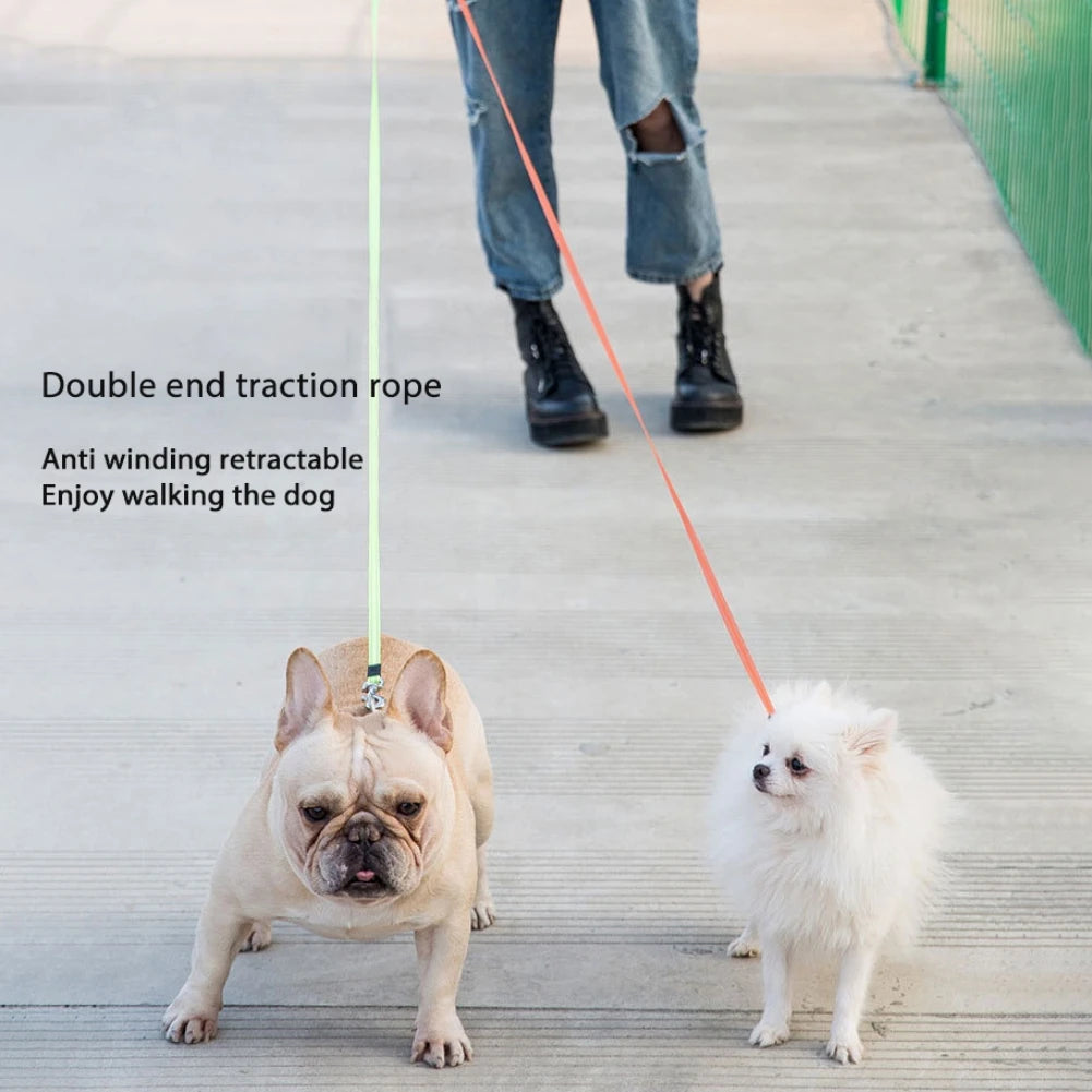 Dual Dogs Pet Leash Ropes Auto Retractable